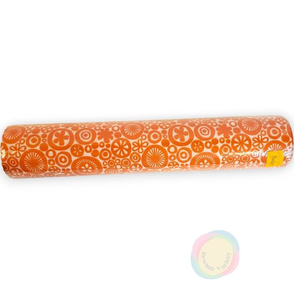 Vintage NOS 1976 Rubbermaid Shelf Liner Orange Groovy Floral MCM Tack Back 10' - Picture 2 of 11